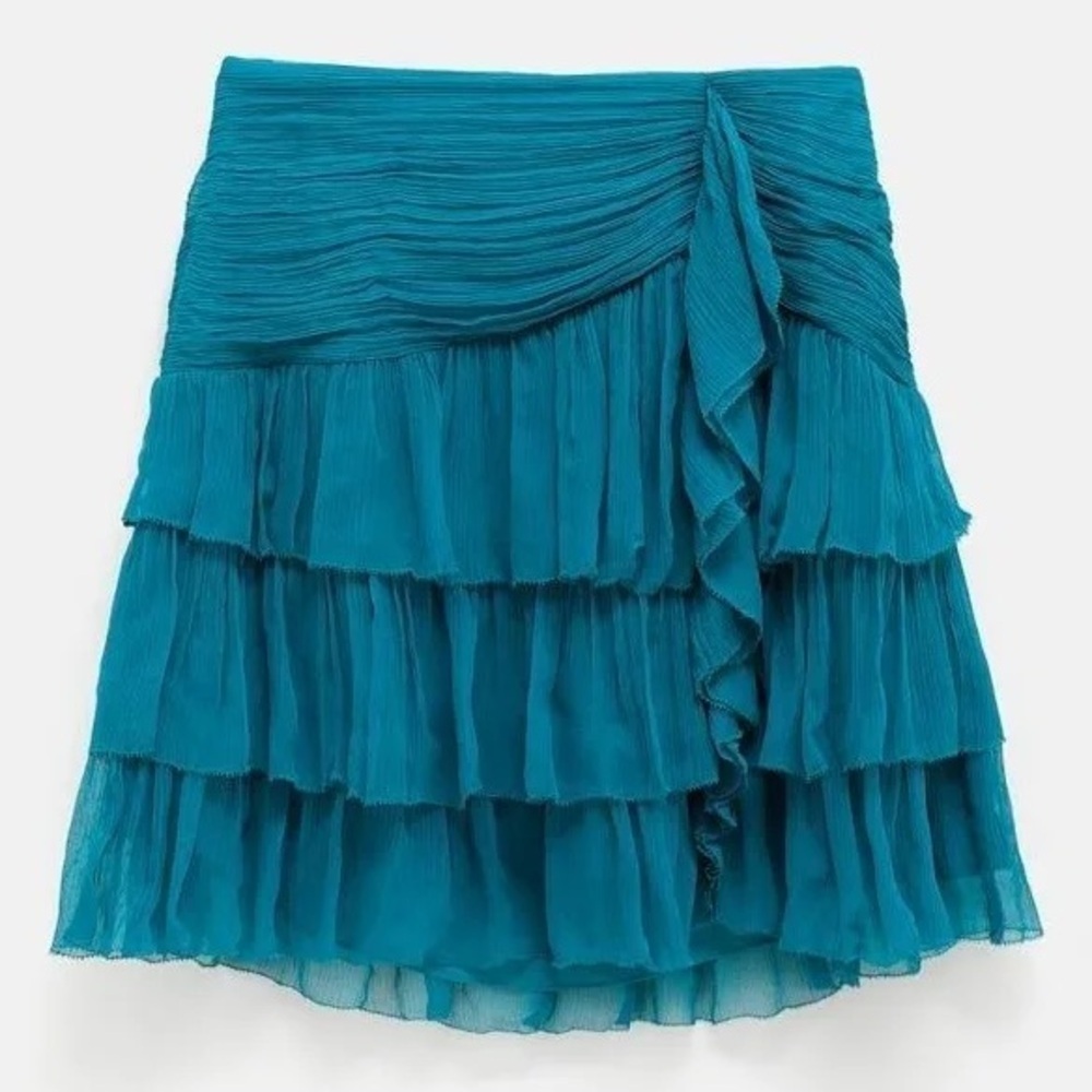 Ulla Johnson Ella Mini Skirt Crinckled Silk In Montego Nwt